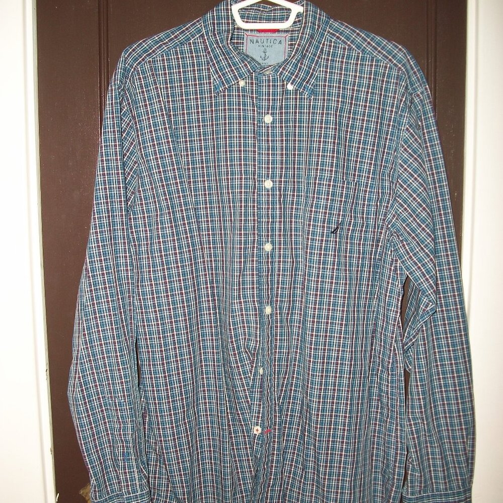 NAUTICA VINTAGE Long Sleeve Shirt Men's Size LARGE